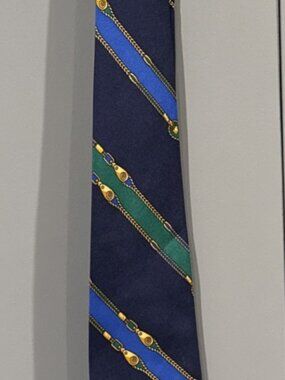 POLO Ralph Lauren 100% Silk Tie Men's Blue Stripe Gold Rope & Pulley